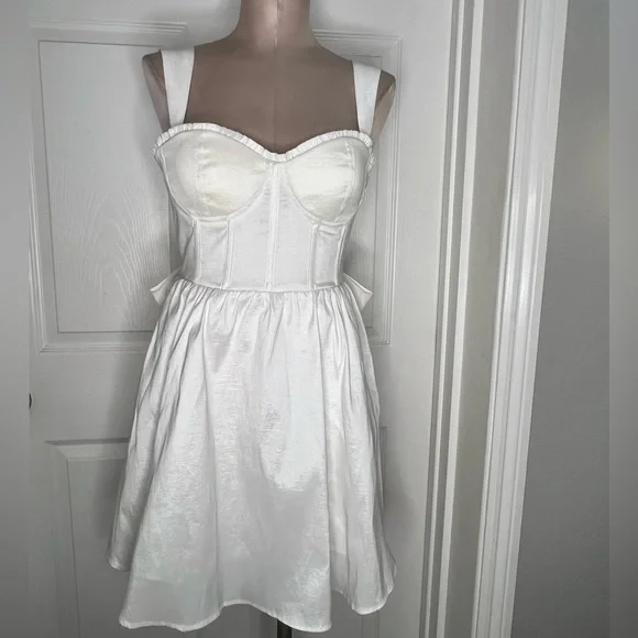 Altar’d State White Bow Mini Dress Sz M - Picture 15 of 16